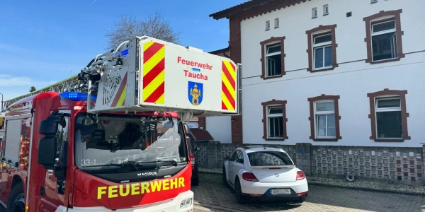 Die Feuerwehr Taucha löschte den Brand in Jesewitz. (Foto: Daniel Große)