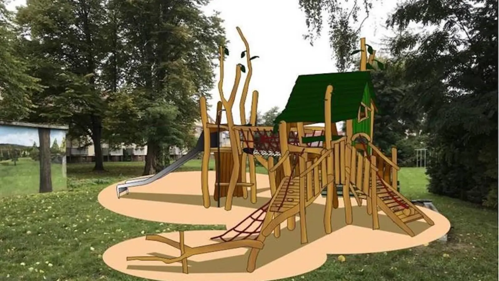 So soll der Spielplatz fertig aussehen. Illustration: WOTa. (Foto: taucha-kompakt.de)