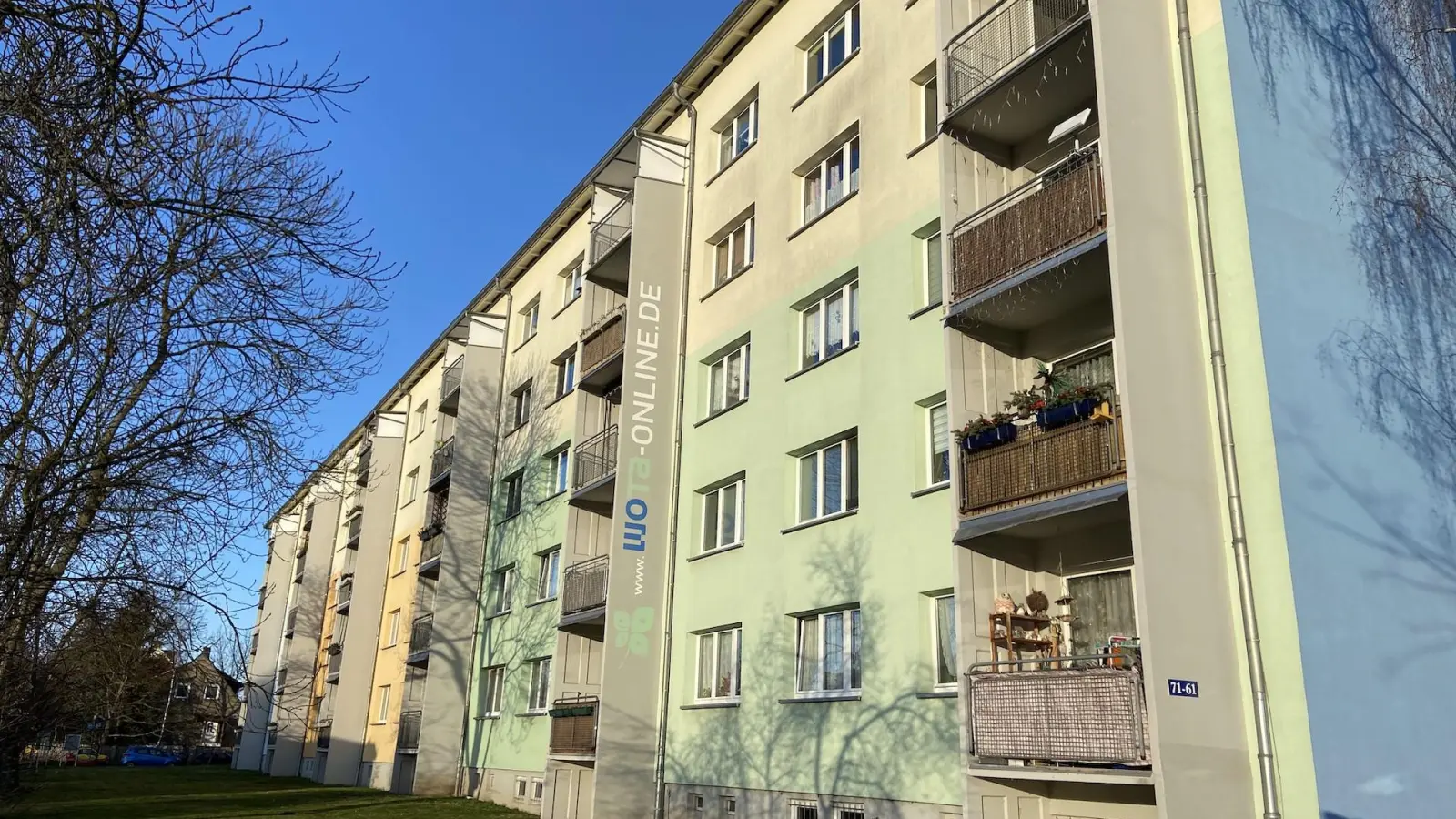 Der Wohnblock Dewitzer Straße 61-71 soll in den nächsten Jahren saniert werden. (Foto: taucha-kompakt.de)