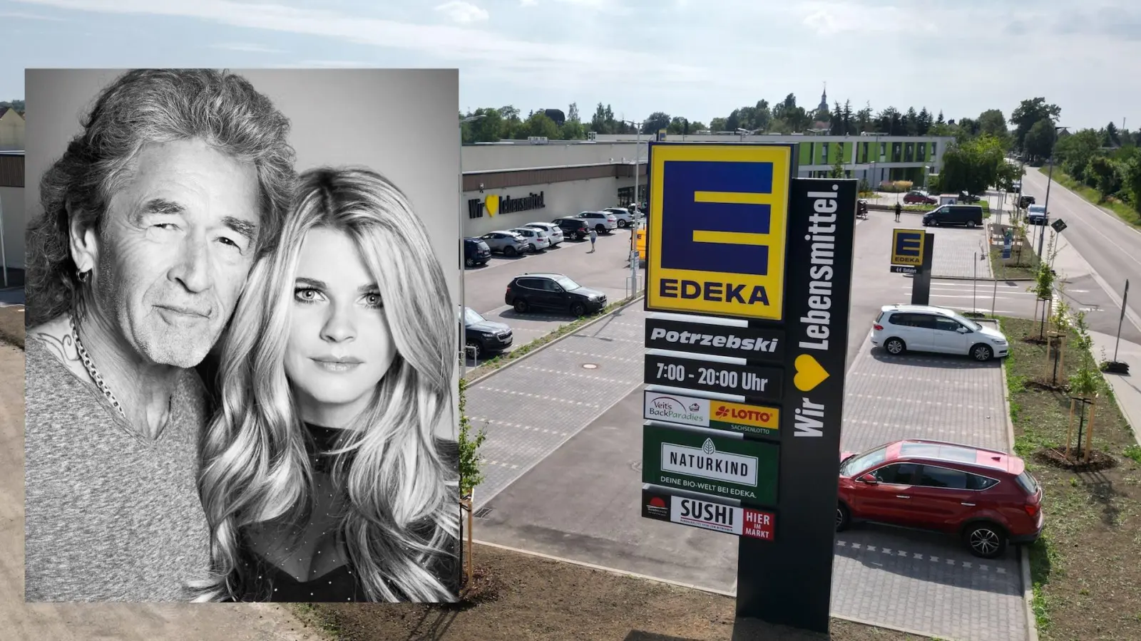 Peter Maffay und Hendrijke Balsmeyer kommen in den EDEKA-Markt nach Taucha. (Foto: Künstler-Foto: EDEKA / Montage: Daniel Große)